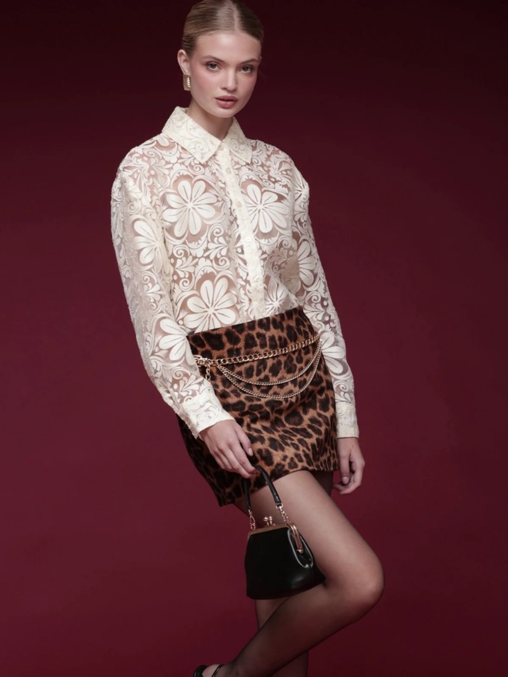 Avec Lea Filles Sheer Floral Shirt